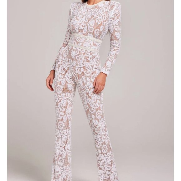 NADINE MERABI Pants - NADINE MERABI WHITE JUMPSUIT